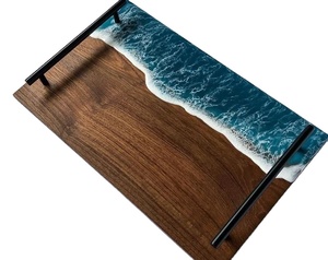 Ustensiles de cuisine modernes en bois avec planche à découper époxy planche à découper fruits et légumes plateau de charcuterie plateau de service - Product Image 3