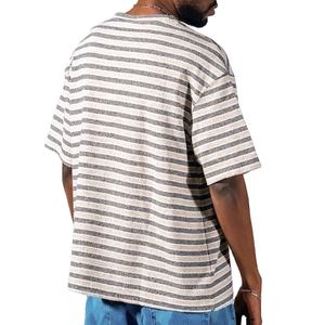 เสื้อยืดผู้ชายไซส์ใหญ่ คอกลม แบบสั่งทำพิเศษ OEM ผ้าฝ้าย 100% ซับในลายทาง เสื้อยืดโอเวอร์ไซส์สำหรับผู้ชาย - Product Image 2