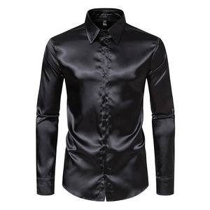 Chemises décontractées pour hommes, nouveau design élégant, manches longues, tissu sergé respirant de haute qualité, séchage rapide, col montant personnalisable - Product Image 3