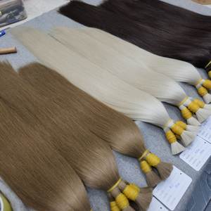 Extensiones de cabello humano natural y liso a granel, pelo Remy virgen natural, cutícula alineada, de fábrica mayorista - Product Image 5