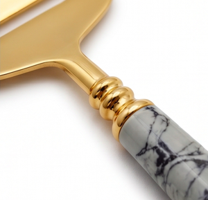 Juego de cuchillos para cortar queso de primera calidad en acero inoxidable de alta calidad con elegantes mangos de mármol, perfecto para bodas y cenas. - Product Image 3