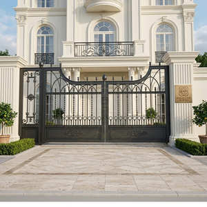 Puerta de Entrada Doble Artística de Hierro Forjado a Mano de Lujo, Personalizada, con Galvanizado en Caliente Resistente a la Oxidación para Villa o Mansión - Product Image 2