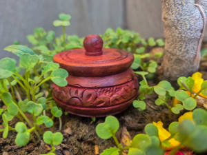 Bohemian Wedding Wooden Red Sandalwood Handcrafted Sindoor Box & Kumkum Holder Decorative Pooja Item for Home <b>Mandir</b> and Gift - Product Image 4