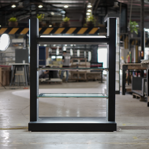 Custom Vertical Illuminated Freestanding Display Rack | Premium Metal and Glass Modern Store Fixture with LED Logo-OEM Accept - Product Image 3