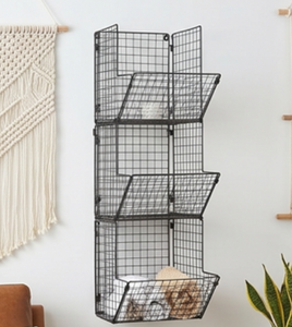 Cestas de Almacenamiento Modernas de Alambre Metálico, Organizador Rectangular Colgante de Pared para Organización y Almacenamiento Multiusos - Product Image 1