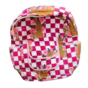 Sac à dos matelassé antivol grande capacité pour étudiant, imprimés animaux, sac à fermeture éclair, sac à main quotidien pour l'école, en tissu de coton - Product Image 1