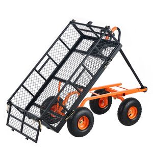 Carrello da Giardino in Metallo Robusto, Versatile Carrello Ribaltabile a Doppia Funzione con Montaggio Semplice, Carriola e Carrello a 4 Ruote - Product Image 1