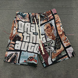 Shorts en tissu tapisserie pour homme, style streetwear personnalisé de haute qualité, respirants, style couverture tissée, décontractés et tendance, à prix raisonnables. - Product Image 5