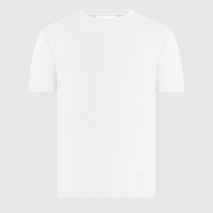 T-shirt décontracté pour homme en jersey de coton blanc à coupe classique, manches courtes, col rond, couleur unie, design simple - Product Image 3