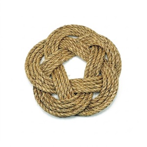 Sous-verres décoratifs en corde de jute naturelle, faits à la main, nœud turc nautique, dessous de plat, dessous de pot, tapis de protection pour table et cuisine - Product Image 1