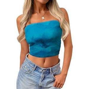 Tops cortos sin tirantes de moda para mujer, estilo bandeau Queen Tube, tops deportivos de verano con abertura lateral, bonitos - Product Image 2