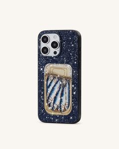 Funda de Teléfono Hecha a Mano con Diseño de Pez en Relieve y Cuentas, Color Azul, Material de PP y Tela, Peso 80g, Rectangular - Product Image 2