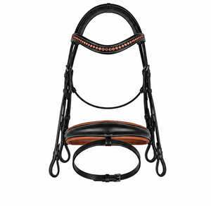 Bridon en cuir pour cheval avec frontal en cristal, réglable, confortable, léger, souple, toutes saisons, usage quotidien pour l'équitation - Product Image 1