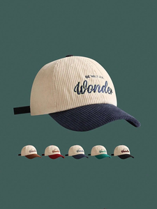 หมวกเบสบอลผ้าคอร์ดูรอยสองสี ปักลายสไตล์ Dad Hat สำหรับผู้ชายและผู้หญิง สีเบจ สีดำ วินเทจ ปรับขนาดได้ ขายส่ง รับผลิตตามแบบ OEM - Product Image 3