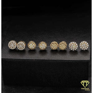 Luxury 925 <b>Sterling</b> <b>Silver</b> Moissanite Diamond Round <b>Stud</b> <b>Earrings</b> With Square Center Stone For Wholesale Buyers - Product Image 5