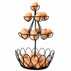 Support de rangement rotatif en spirale en métal noir pour œufs frais, pour le rangement et la présentation sur comptoir de cuisine - Product Image 4