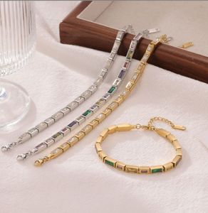 Bracelet à breloques en moissanite plaqué argent AMBER JEWELS, taille baguette, sertissage en canal, géométrique, minimaliste, unisexe, pour usage quotidien - Product Image 1
