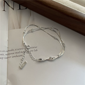 S925 Sterling Silver Gold Two-Color Three-Layer Snake Bone <b>Bead</b> Unisex Korean Basic Hand Jewelry Gift Wholesale - Product Image 1