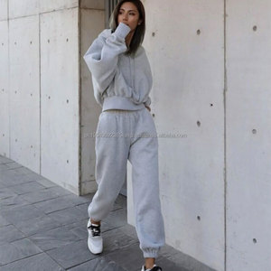 Sudaderas con Capucha de Algodón Estilo 2022 para Mujer, Color Puro, Conjunto de Sudaderas Cortas con Cuello Redondo para Mujer - Product Image 5