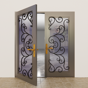 Portes en acier forgé décoratives pour usage intérieur et extérieur, portes d'entrée élégantes, style portes françaises, robustes et sécurisées - Product Image 6