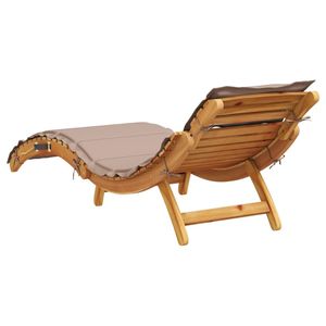 Taupe Solid Wood Acacia Sun <b>Lounger</b> with <b>Cushion</b> - Product Image 5