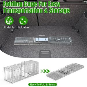 Jaula Plegable de Alambre Galvanizado para Captura y Liberación de Roedores Vivos (Mapaches, Castores, Marmotas) - Guantes para Captura de Gatos - Product Image 6