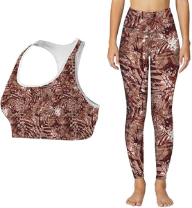 Sublimation 3 Piece <b>Yoga</b> Set with Bra Leggings <b>Jackets</b> Compression Sublimation Legging Racer Back 100% Polyester Printed 3 Piece - Product Image 5
