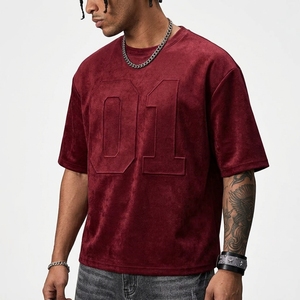 SUQAINA FASHION GARMENTS Camiseta de Hombre, Corte Regular, Color Granate, Manga Corta, Cuello Redondo, Estilo Urbano, Tejido con Relieve, 100% Algodón - Product Image 4