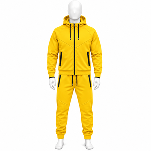 Ensemble de survêtement décontracté pour homme en coton 100% avec broderie de logo de haute qualité, pantalon de survêtement oversize uni et manches longues, style streetwear - Product Image 3