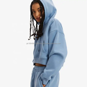 BEN037 Sweat à capuche court surdimensionné pour femme, personnalisé, 345 GSM, de haute qualité, uni, lourd - Product Image 5