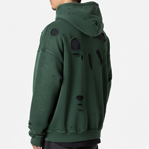 High Quality Winter Wear Men's 3D Embroidery <b>Thick</b> <b>Fleece</b> Pullover Hoodies 100% Cotton Oversized Fit Eco-Friendly Distressed - Product Image 1