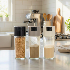 Tarro de especias de PS de grado alimenticio hermético de 0.06L, a prueba de humedad, antigrumos, resistente a fugas, con inserto agitador para almacenamiento de pimienta en la cocina - Product Image 1