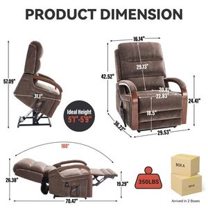 Poltrona Reclinabile Elettrica a Doppio Motore con Braccioli in Legno Massello, Posizioni Infinite, Massaggio Termico, Resistente fino a 350 LBS - Product Image 5