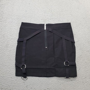 High Demanding Gothic Punk Women <b>Black</b> Mini Skirt <b>Harness</b> Strappy O-Ring Skirt with Back Zipper Custom OEM ODM - Product Image 2
