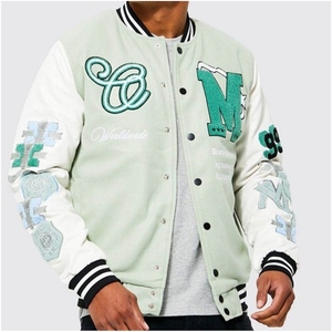 College Baseball <b>Jacket</b> For <b>Men</b> Custom <b>Men's</b> Streetwear Turn Down Collar Button Up <b>Fit</b> <b>Slim</b> Casual Letterman Varsity <b>Jacket</b> - Product Image 1