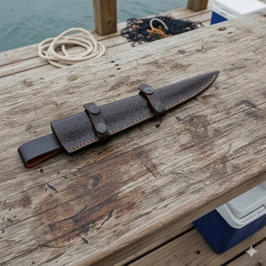 Cuchillo de Filetear de Acero de Damasco Forjado a Mano de 12 Pulgadas con Hoja Dentada |   Mango de madera personalizado con opción OEM, pasadores y cubierta de latón - Product Image 6