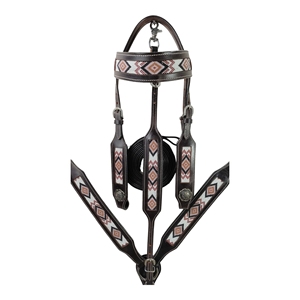 Conjunto de cabezada y pechera de cuero estilo western para caballo con cuerda de guía y diseño de hebilla ajustable para equitación - Product Image 2