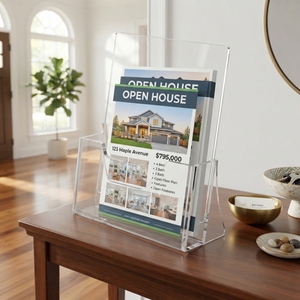 Acrylic Leaflet Display Rack Clear Brochure Organizer <b>Stand</b> for Office Reception Retail Advertising and Exhibition Use - Product Image 4