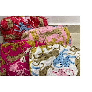 Animal Print Cosmetic Bag Medium Size Fashion Textile Zipper Closure Multi-Function <b>Makeup</b> <b>Case</b> Toiletry bag - Product Image 4