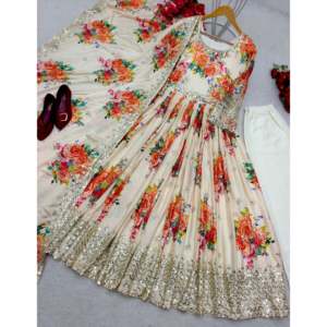 Robe de soirée élégante avec impression numérique comprenant Pallu (Pent) et Dupatta - Product Image 2