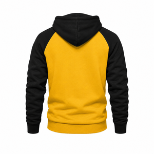 Custom Blank Yellow <b>Black</b> Raglan Hoodie for Men & Women – Pullover Fleece Hooded Sweatshirt - Product Image 2