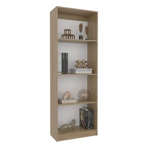 Moderna casa libreria a 4 scaffali in rovere naturale per la visualizzazione di libri e decorazioni - Product Image 6