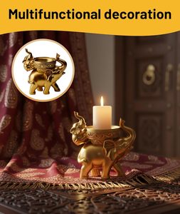Elegant <b>Elephant</b> Showpiece with Candle Holder for Home <b>Decor</b> Lucky <b>Elephant</b> Statue Decorative Accent for Living Room Office - Product Image 5
