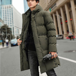 Premium Quality <b>Men's</b> Hooded <b>Long</b> Cotton Padded <b>Jacket</b> with Front Logo Breathable Casual Winter Outerwear - Product Image 6