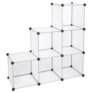 Organizzatore Modulare a Cubi Fai-da-Te in Plastica Bianca, Armadio con 6 Cubi, Scarpiera e Organizzatore da Scrivania e Cassetti - Product Image 4