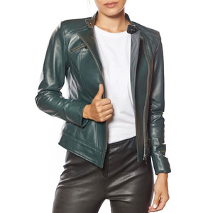 High Quality Women's Winter Leather Jacket Genuine Sheepskin Leather Jacket Motorcycle Style OEM Custom Design Supply - Product Image 5