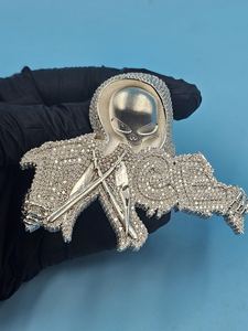 จี้ห้อยคอฮิปฮอปทรงหัวกะโหลกยมทูตประดับเพชรโมอิสซาไนต์สั่งทำพิเศษ ชุบโรเดียม เงินแท้ 925 ผ่านการทดสอบเพชร GCI IDGL - Product Image 4