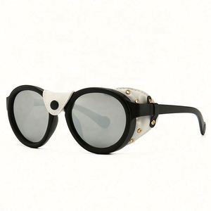 Gafas de Sol Steampunk de Estilo Vintage, con Protección Lateral de Cuero, UV400, Media Montura, Diseño de Marca Único, Unisex - Product Image 6