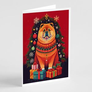 Lunatique A7 taille 5x7 Chow Chow vacances cartes de voeux de Noël paquet de 8 cartes vierges avec enveloppes - Product Image 1