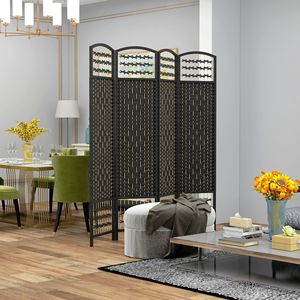 Paravento Tradizionale Pieghevole Autoportante 5.6FT Nero per Sale da Pranzo e Soggiorni, Uffici e Ristoranti - Product Image 2